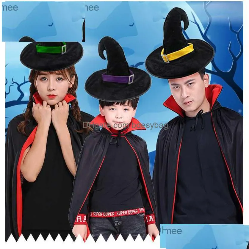 halloween hat velvet witch hat fairy witch hook hat adult and child role-playing party props halloween home decoration z230809