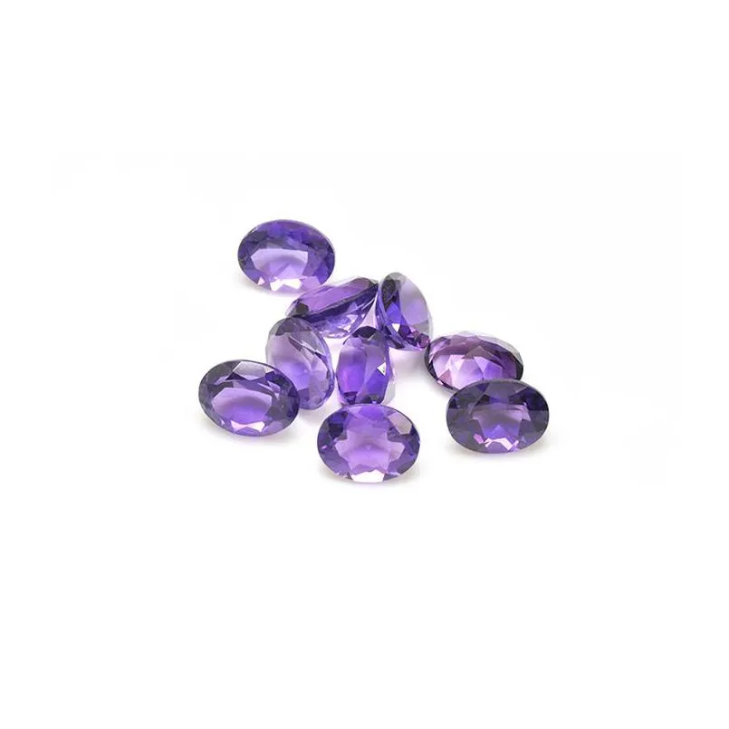 10pcs/lot dark purple 10x12-15x20mm oval brilliant facet cut 100% authentic natural amethyst crystal high quality gem stones for
