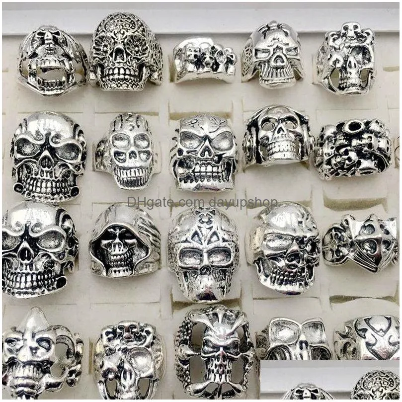 new skull rings gothic steam punk finger ring mixed style silver plated hiphop charm jewelry for men and women fashion gifts