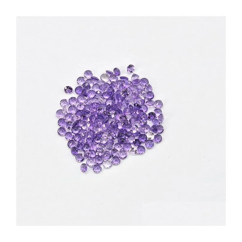 dark purple 50pcs/lot 6-10mm round brilliant cut 100% authentic natural amethyst crystal high quality gem stones for jewelry making
