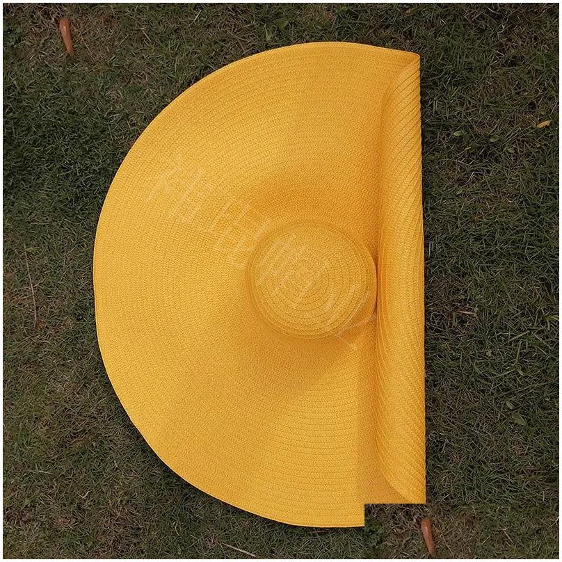 70cm diameter large wide brim straw hat hair accessories women beach hats big ladies summer 2021 uv protection foldable sun shade cap