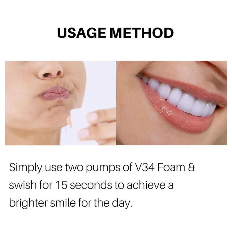 v34 teeth whitening mousse color corrector removes and  breath cleans the stain stains tooth whitening oral hygiene toothpaste
