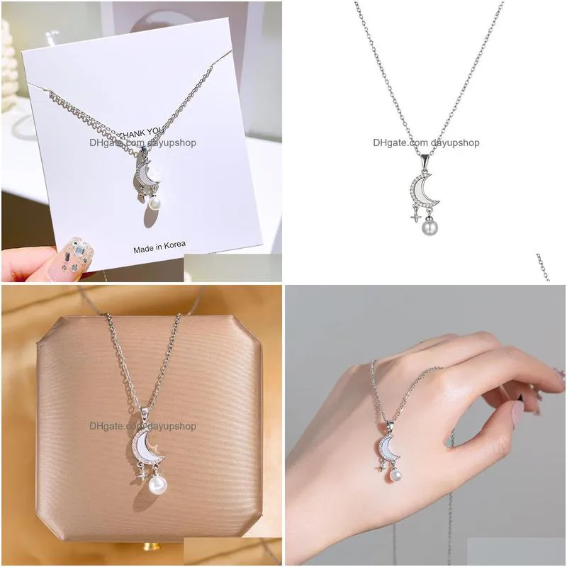new arrival silver plated moon star pendant necklace for women gift