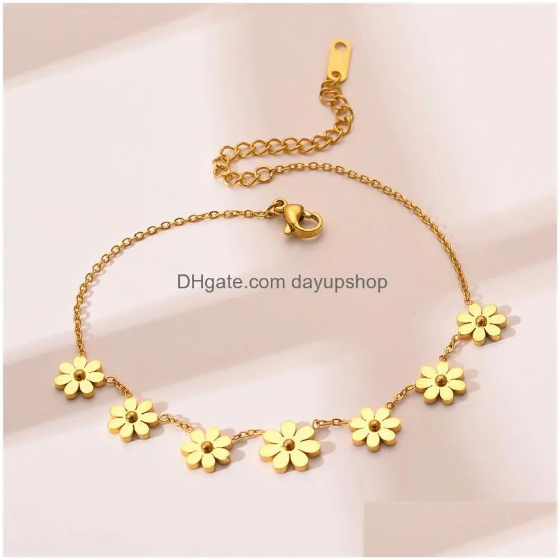 new arrival small daisy charm bracelet chain necklace jewelry for women gift