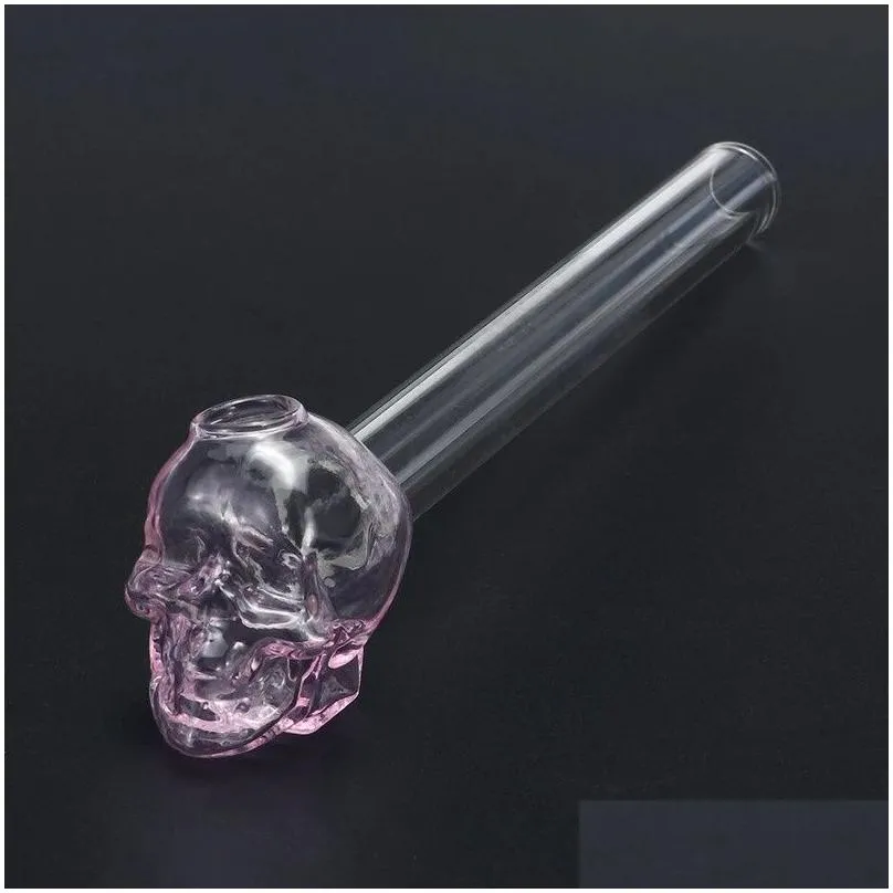 skull face colorful glass oil burner pipe oil nail burning jumbo pipes 5.3 inch 105mm pyrex thick transparent durable handcraft smoking tubes for smokers