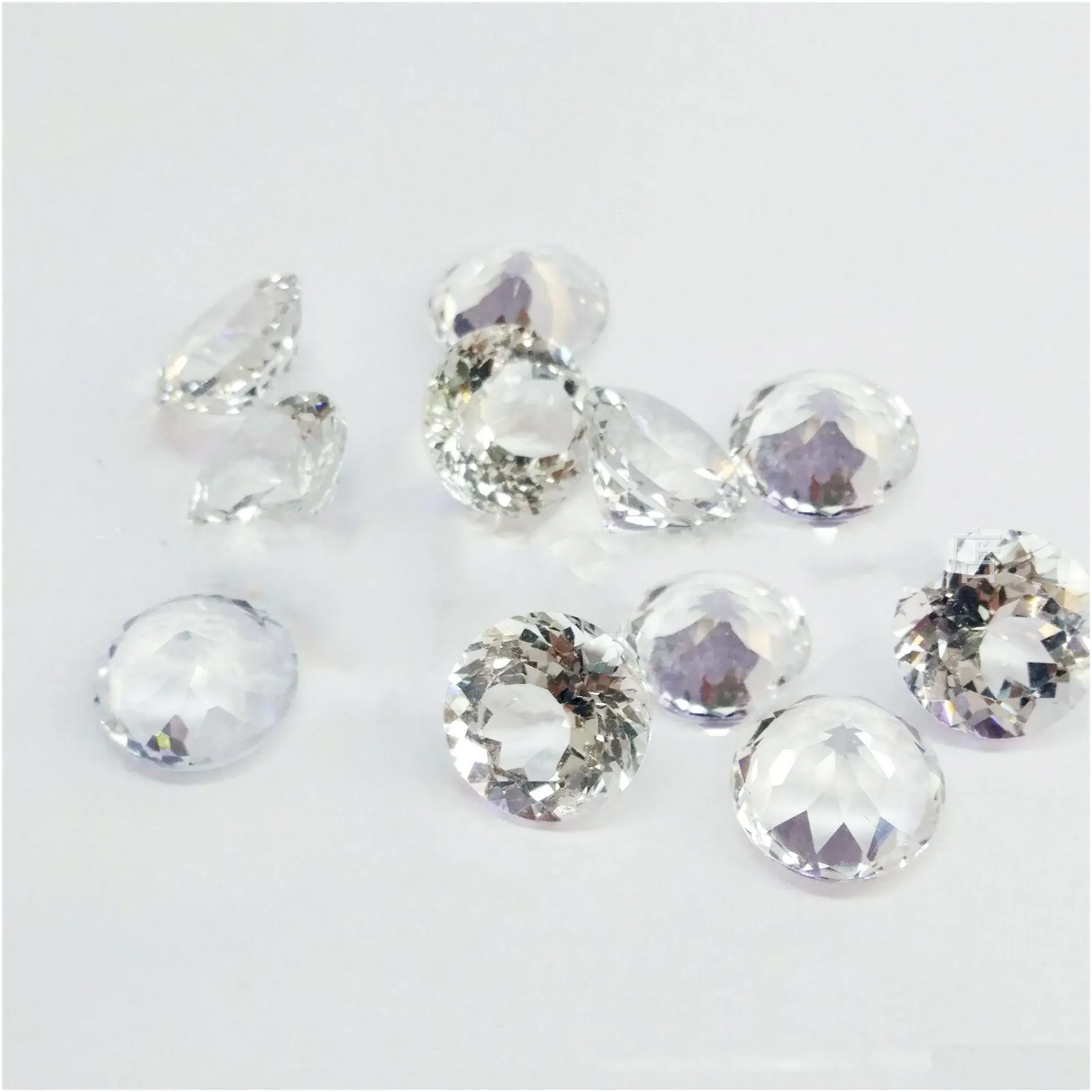 high quality loose gemstones 50pcs/lot 100% authentic natural white quartz crystal 7-10mm round brilliant facet cut semi-precious for jewelry