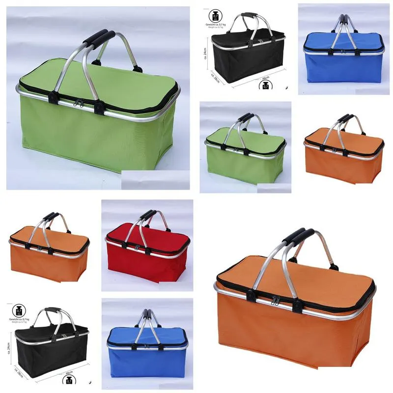 portable picnic lunch bag ice cooler box storage travel basket cooler cool hamper shopping basket bag box q2