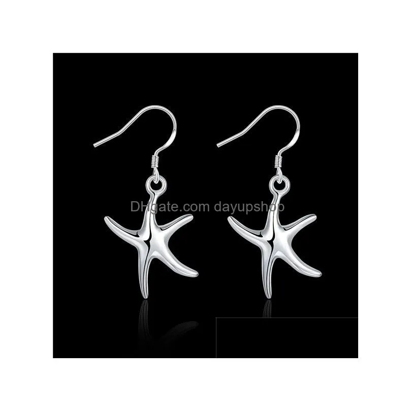 brand new sterling silver plate the starfish earrings dfmse062 womens 925 silver dangle chandelier earrings 10 pairs a lot