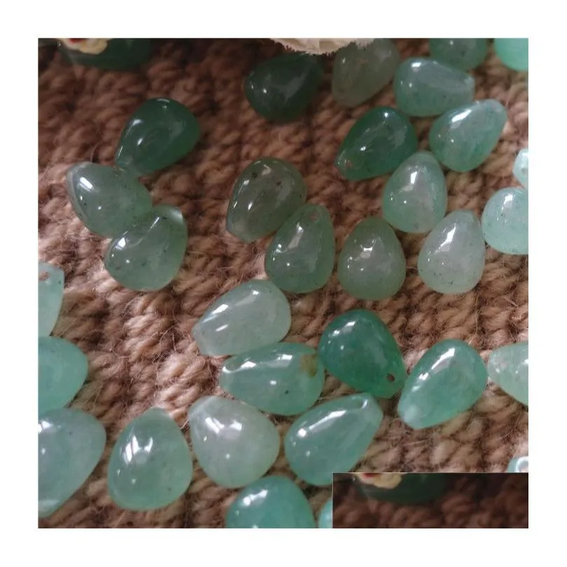 cheap price 50pcs natural gemstones green aventurine drop shape 9*12mm loose beads for jewelry diy earrings necklace bracelet free