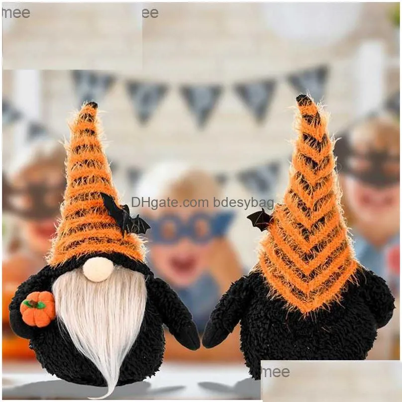 party supplies halloween decoration faceless gnome holding pumpkin handmade plush doll figurines holiday props ornaments xbjk21075076680