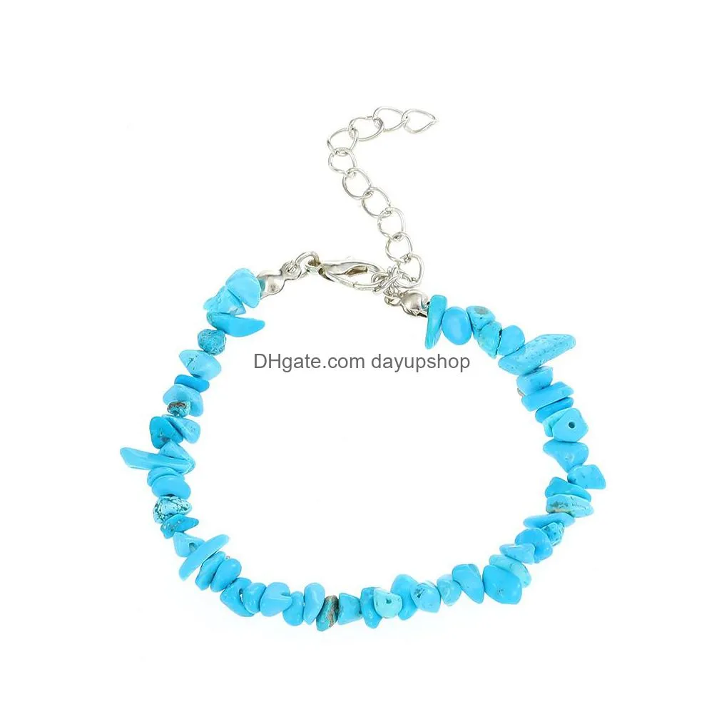 ins style natural gravel crystal stone beads strands bracelet colorful bohemian style jewelry