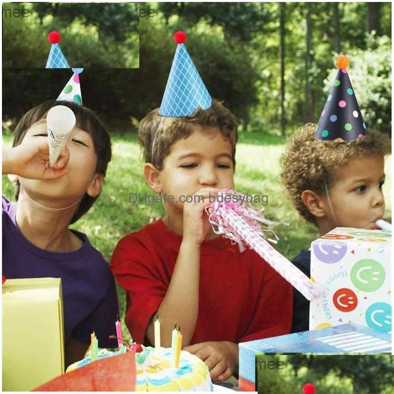 11 happy birthday party hats polka dot diy cute handmade hats crown shower baby decoration boys and girls gift supplies z230809