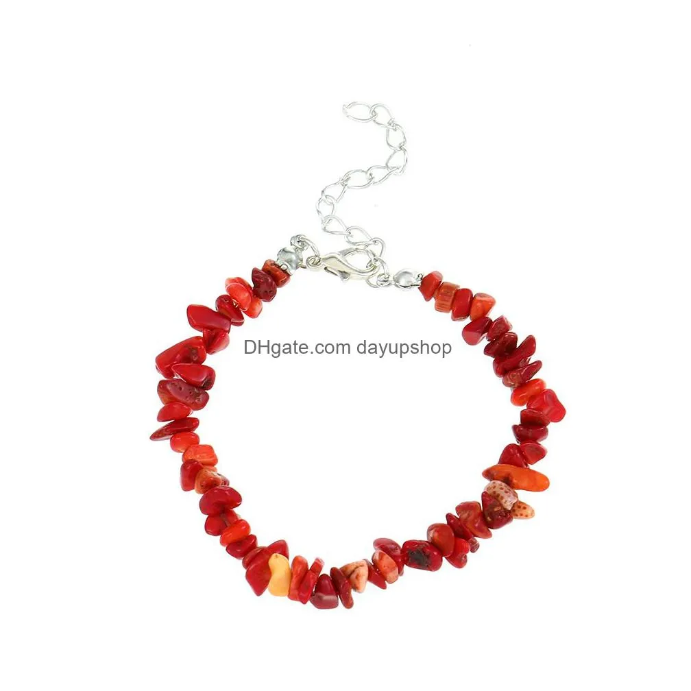 ins style natural gravel crystal stone beads strands bracelet colorful bohemian style jewelry