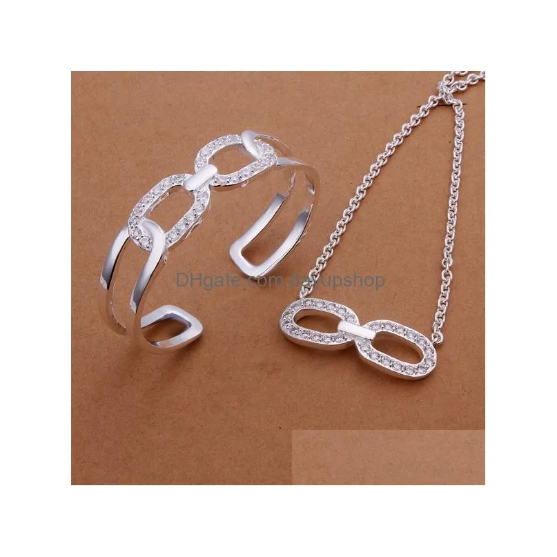 high grade 925 sterling silver cross-o-set jewelry sets dfmss402 factory direct sale wedding 925 silver earring ring