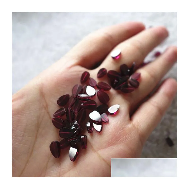 30pcs a lot 100% natural semi-precious stone red garnet pear shape 4*6mm with through hole wholesale loose beads for jewelry diy