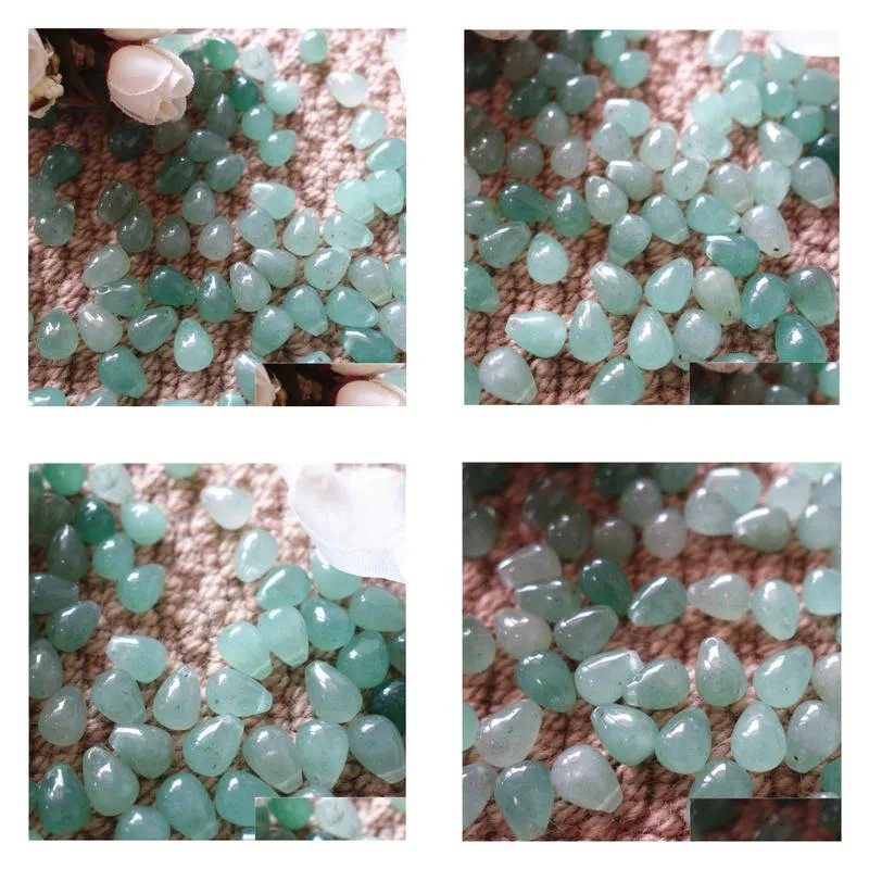 cheap price 50pcs natural gemstones green aventurine drop shape 9*12mm loose beads for jewelry diy earrings necklace bracelet free