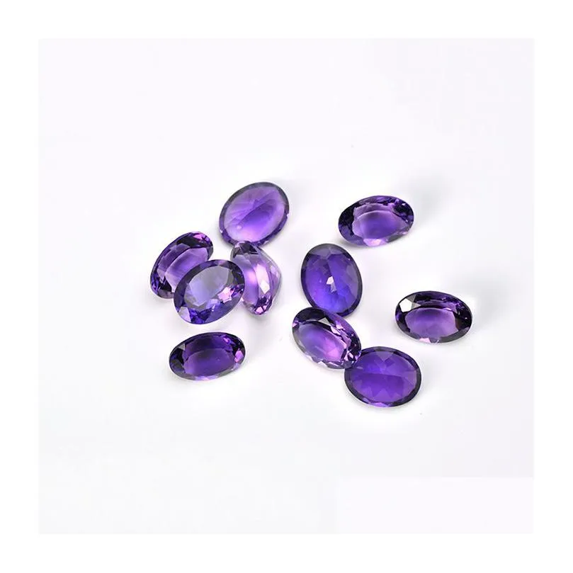 30pcs/lot dark purple 5x7-9x11mm oval brilliant facet cut 100% authentic natural amethyst crystal high quality gem stones for jewelry