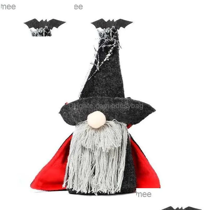 halloween decorations grey beard cloak dolls with black bat hat faceless dwarf doll party atmosphere props ornaments c70814e z230814