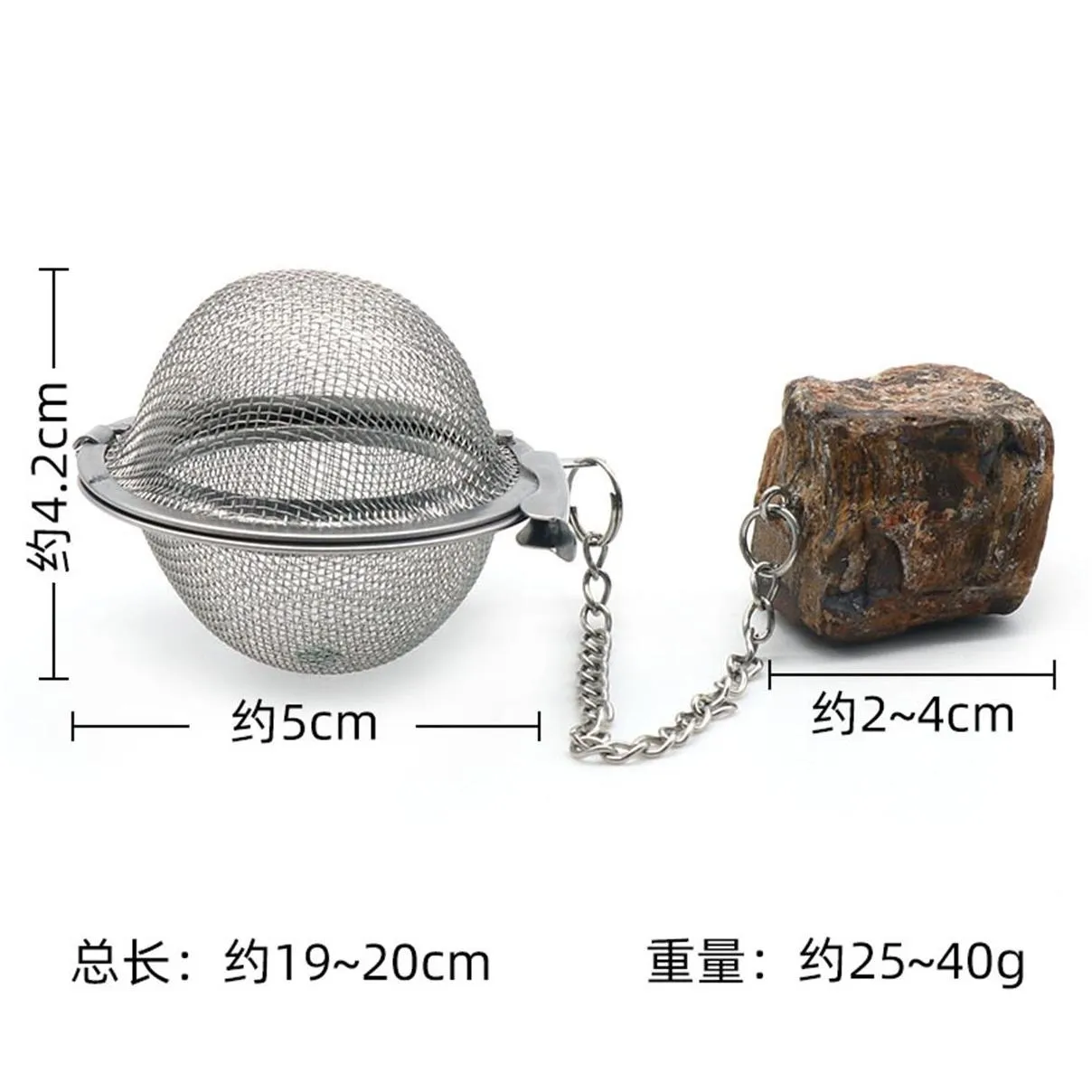 Infusers for Loose Tea Mesh Strainer with Extended Chain Key Rings Hook Stainless Steel Charm Energy Drip Trays Crystal Shaker Ball