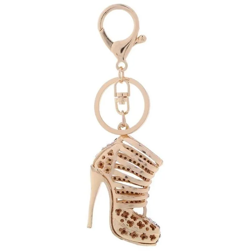 Crystal High Heels Shoes Key Chains Rings Shoe Pendant Car Bag Keyrings For Women Girl KeyChains Gift