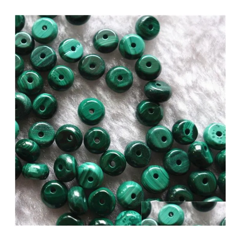 50pcs a lot 100% natural malachite green 6*3mm machine cut flat bead with through hole wholesale loose gemstones for jewelry diy