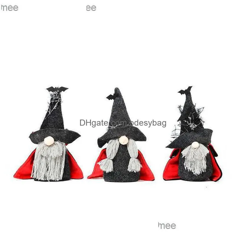 halloween decorations grey beard cloak dolls with black bat hat faceless dwarf doll party atmosphere props ornaments c70814e z230814