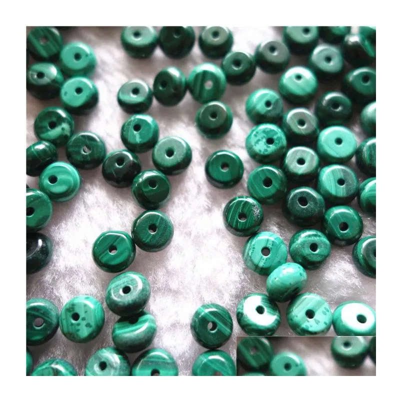 50pcs a lot 100% natural malachite green 6*3mm machine cut flat bead with through hole wholesale loose gemstones for jewelry diy