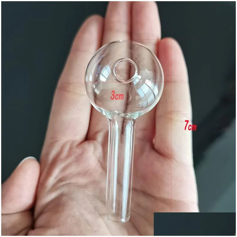 7cm long thick transparent smoking pipes 2.7 inch length 3cm big bowl pyrex glass oil burner concentrate pipe handcraft clear smoking tubes for smokers