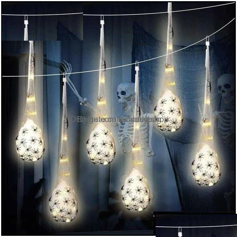 other festive party supplies other festive party supplies halloween decoration hanging light up spider egg sacs outdoor glowing we7105594