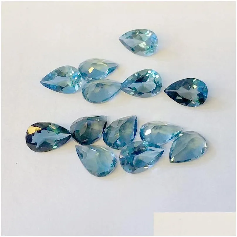 10pcs pear london blue topaz 3*5mm 4*6mm 5*7mm 3a eye clear good brilliant cut 100% natural loose gemstones for gold & silver jewelry