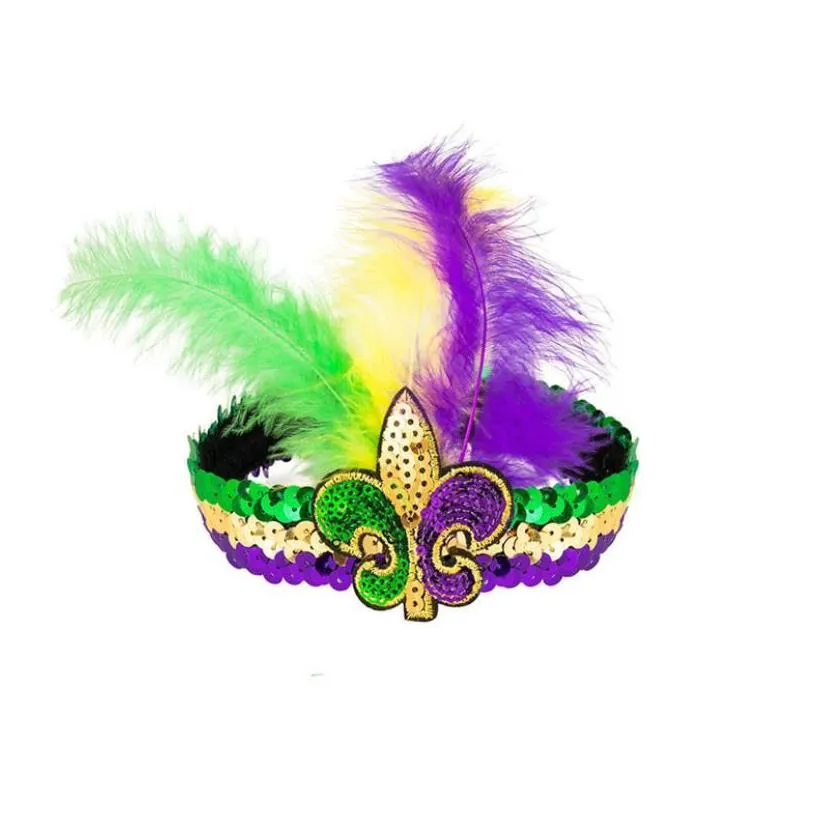 party decoration carnival sequins hair-band feather headwear hair band cross border yeren headwear factory wholesale headdress