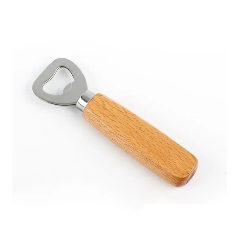 wooden handle bottle opener portable beer openers bar kitchen party tools