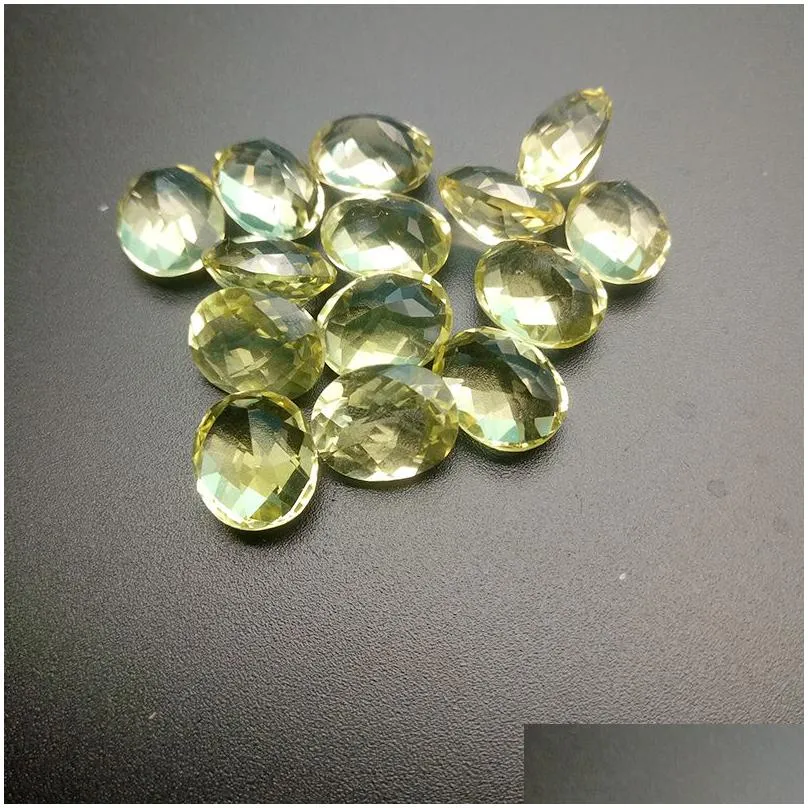 natural citron quartz oval checkboard cut high-end 100% real semi-precious stone 9x7-10x8mm loose gemstone for jewelry making