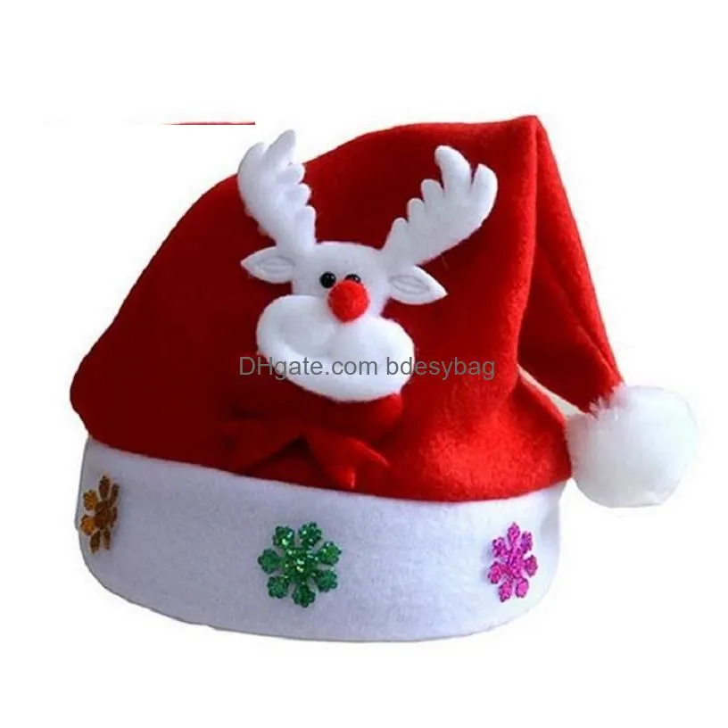 dhl christmas hat for kids adult gifts cartoon applique santa deer snow designs hats christmas holiday supplies