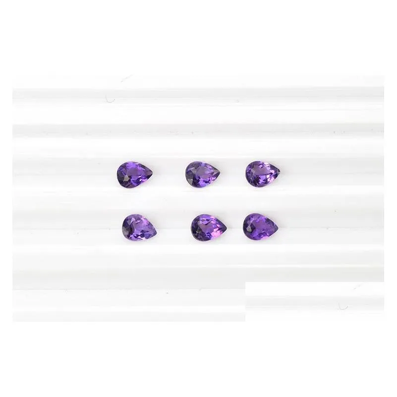 50pcs/lot dark purple 3x4-4x6mm pear brilliant facet cut 100% authentic natural amethyst crystal high quality gem stones for jewelry