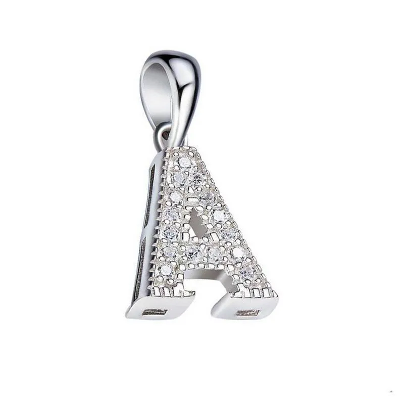 best seller 100% authentic solid 925 sterling silver ladies jewelry a-z letter charms accessories women necklace pendant 5pcs/lot