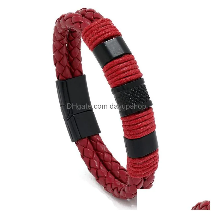 handmade pu leather cuff bracelets for men and women gift