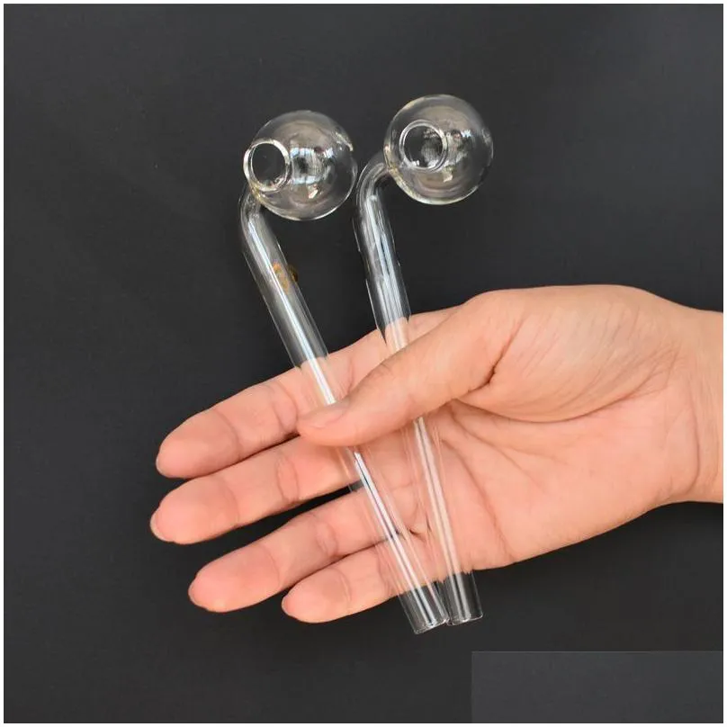 6.3 inch length clear pyrex glass oil burner bong water pipe handcraft borosilicate thick transparent glass hand pipes random colored balancer smoking