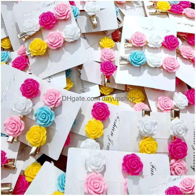 fashion charm hair clips likable 50 paper jam 3 styles flower type ear clip set mixed kids cartoon resin children newest jewelrys beautiful girls