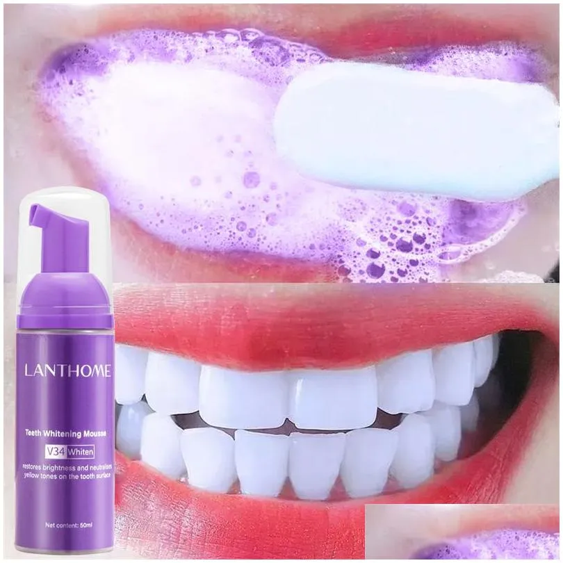 v34 teeth whitening mousse color corrector removes and  breath cleans the stain stains tooth whitening oral hygiene toothpaste