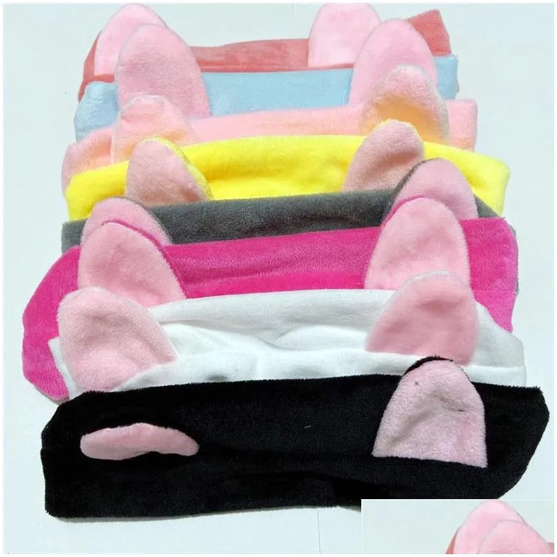 cute cat ears wash face hairbands for women girls turban cute headbands headwear hair bands turban hair accessories 10pcs