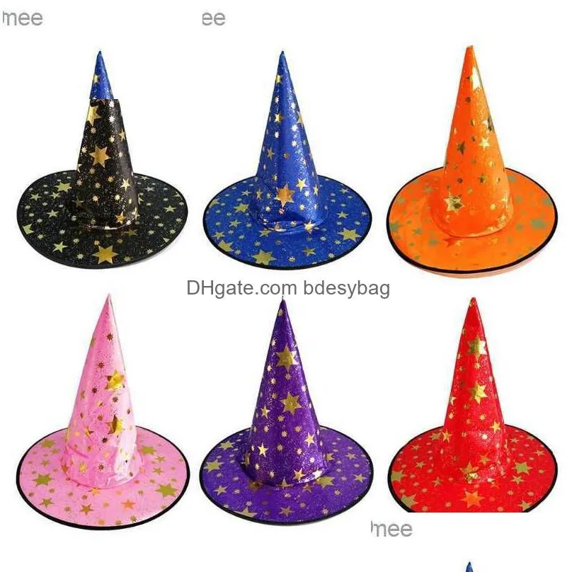 halloween bronze witch hat headwear makeup leather hat role playing prop dropped z230809