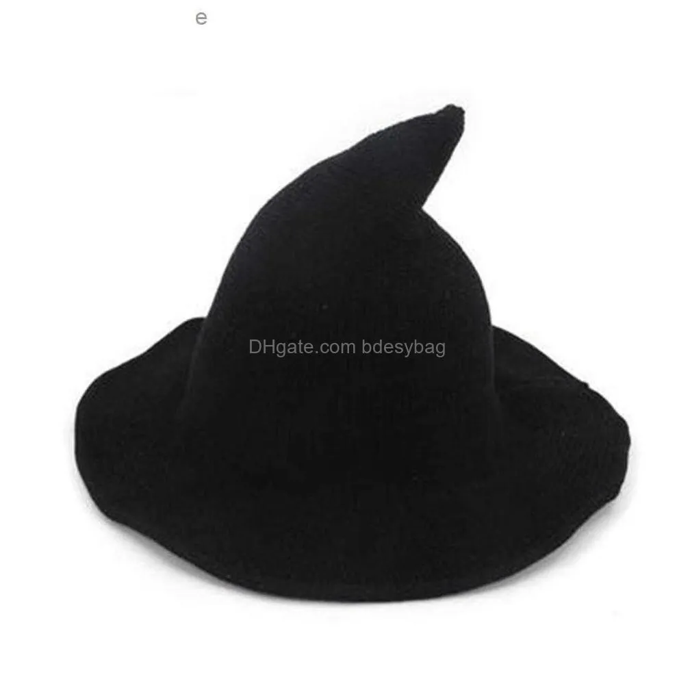 1pc halloween witch hat women`s wool women`s children`s folding wool made of wool skin big brim hat holiday party role playing decoration