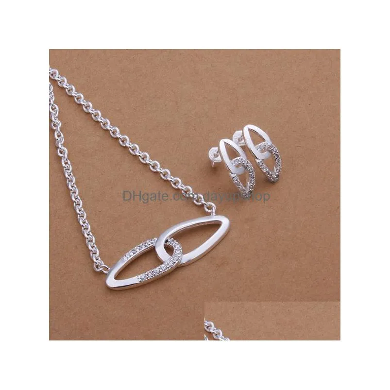 high grade 925 sterling silver cross-o-set jewelry sets dfmss402 factory direct sale wedding 925 silver earring ring