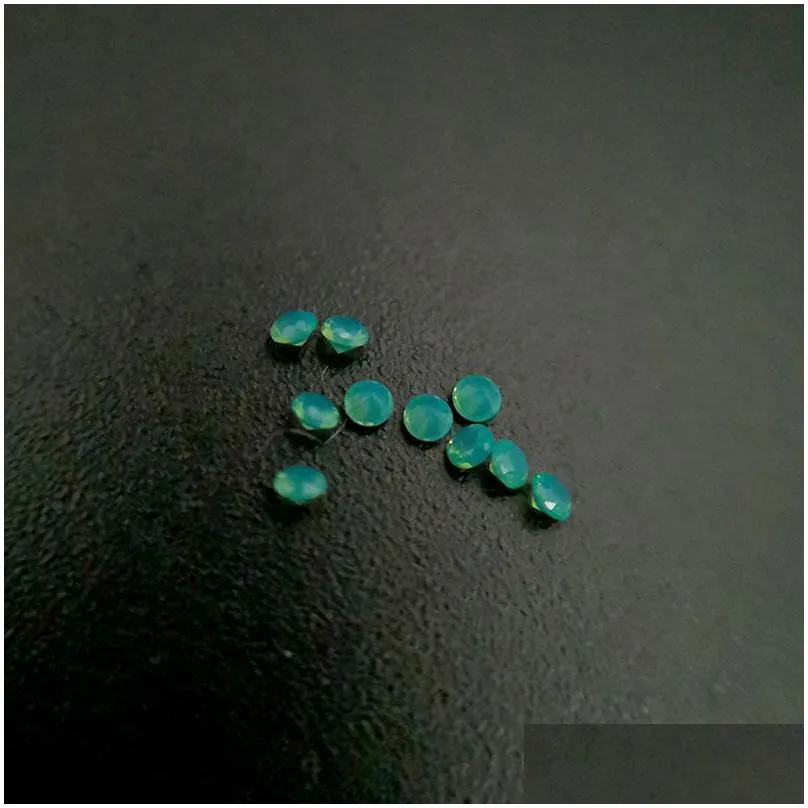 #208/1 high temperature resistance nano gems facet round 0.8-2.2mm dark chrysoprase bluish green synthetic gemstone 2000pcs/lot mixed