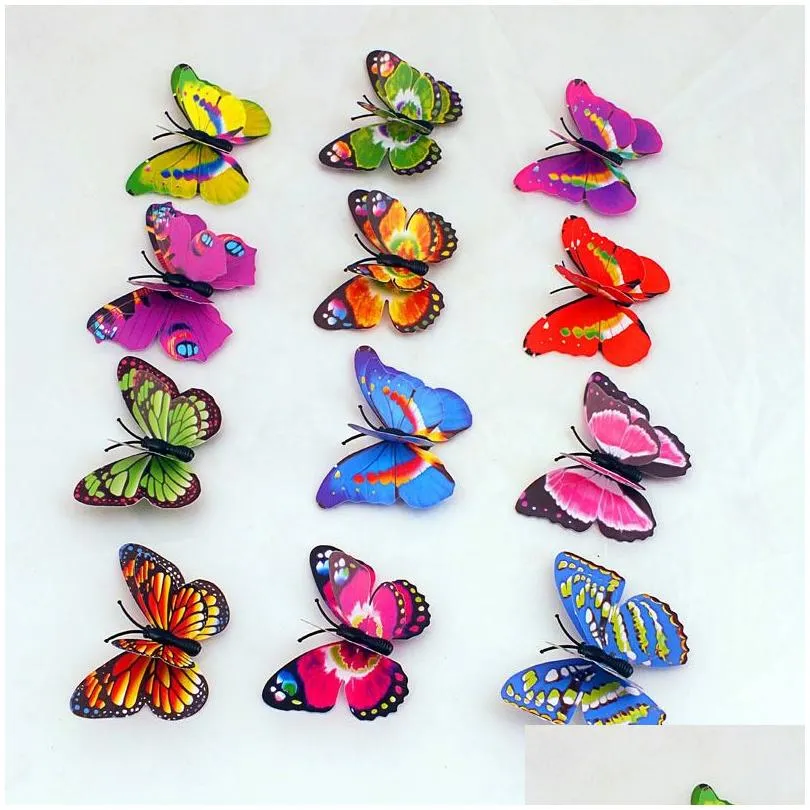 2015 Fridge Magnets 100 Pcs Small Size Colorful Three-dimensional Simulation Butterfly Magnet Fridge Home Decoration free shipping