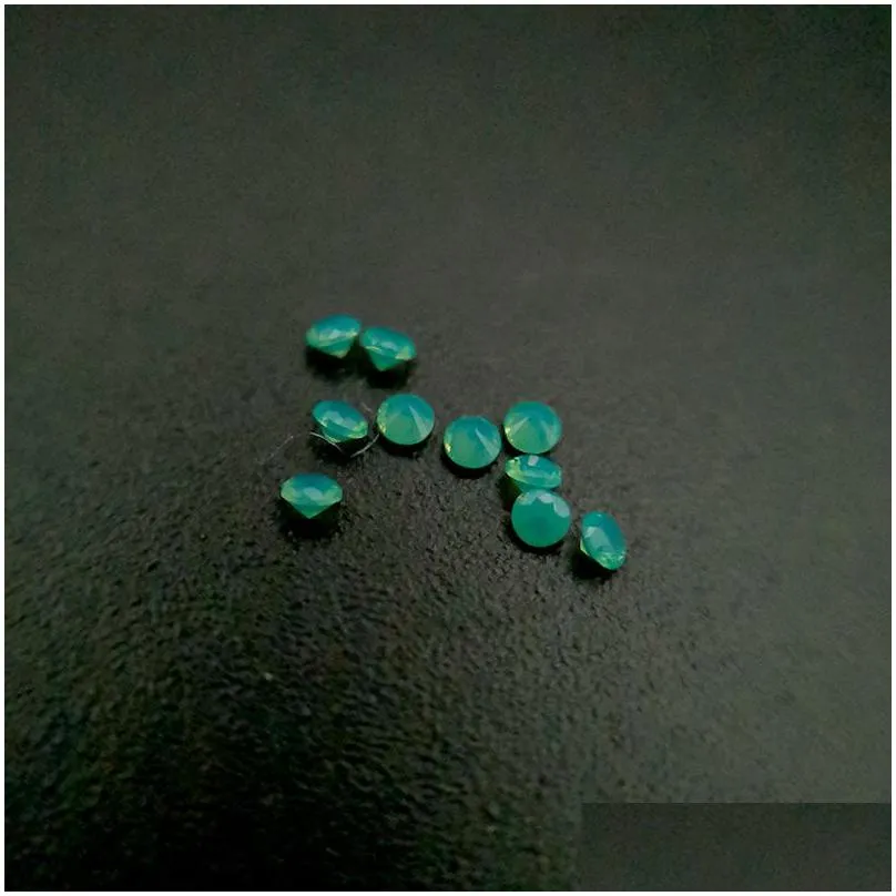 #208/1 high temperature resistance nano gems facet round 0.8-2.2mm dark chrysoprase bluish green synthetic gemstone 2000pcs/lot mixed