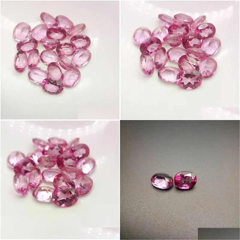 checkboard cut high-end 100% guarantee semi-precious stone 9x7mm oval pink topaz loose gemstone for jewelry making 10pcs/lot