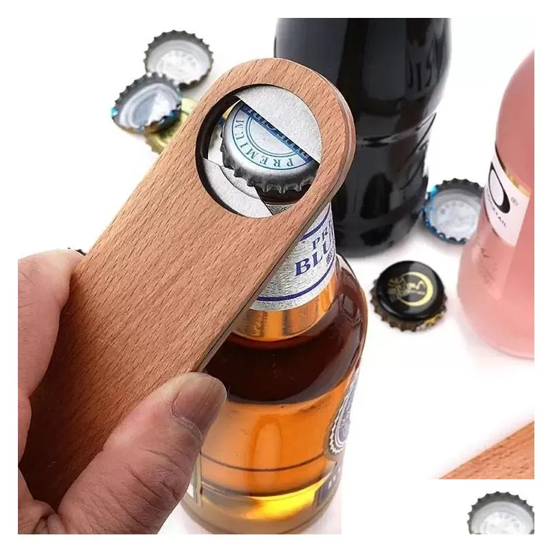 big wood handle bartender bottle openers wine beer soda glass cap bottle opener kitchen bar tools factory wholesale