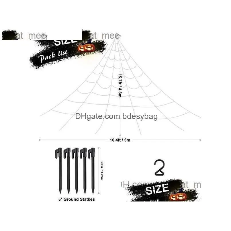 halloween decorations spider web with gutter hook set 16.4 ft  outdoor party yard triangular spider web decor stretch cobwe y0730